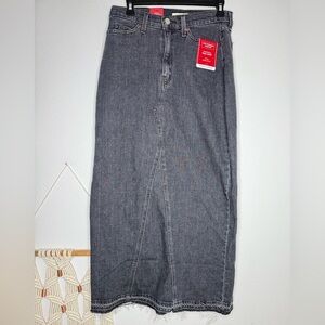 NWT Levi's Gray Denim Maxi Skirt with dropped hem raw jean new with tags